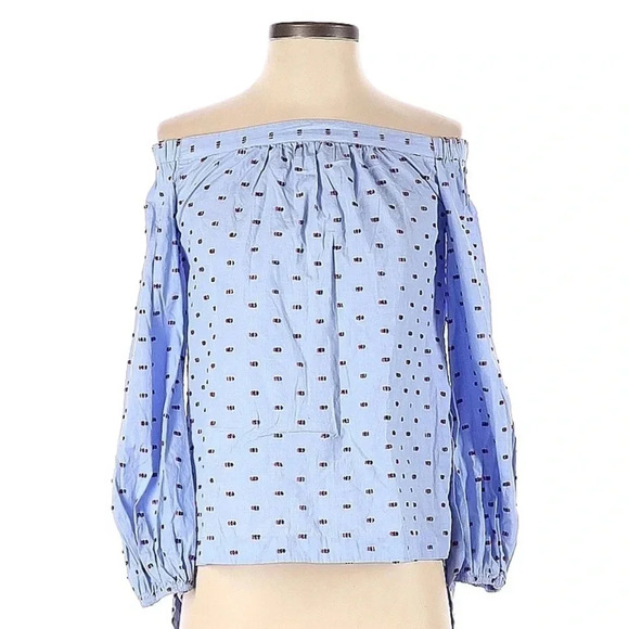 BCBGMAXAZRIA | Daniela Off The Shoulder Blouse Back Slit Cotton Size Small S - Picture 3 of 7